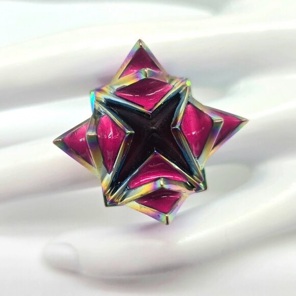 Eddie Borgo Lotus Ring Rainbow Ionized Metal Statement Ring Size 5 Vintage 2010s